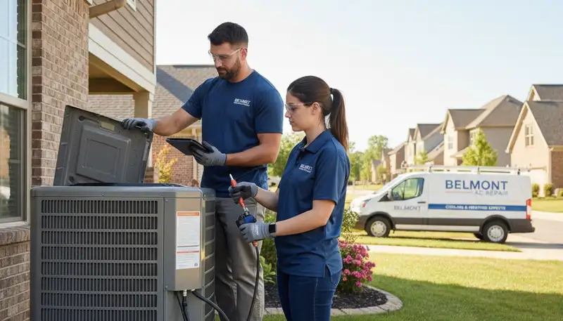 HVAC technician providing AC repair service in Charlotte NC home