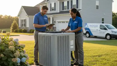 HVAC technician performing residential AC repair service in Charlotte NC