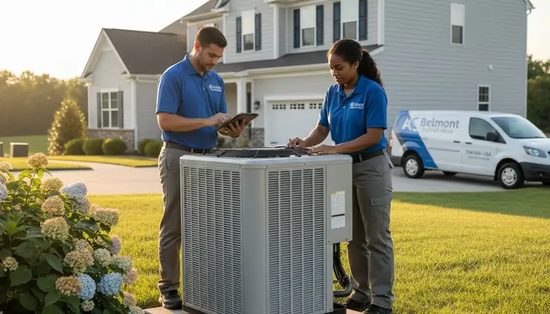 HVAC technician performing residential AC repair service in Charlotte NC