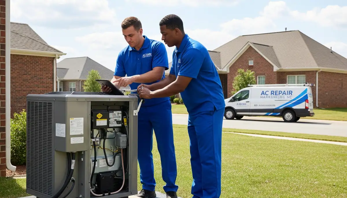 HVAC technician providing air conditioner repair service in Charlotte NC home