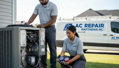 Local HVAC technician performing residential AC repair service in Charlotte, NC