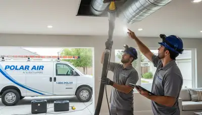 Technician cleaning air ducts for HVAC system in Charlotte NC home by Five Star Cooling