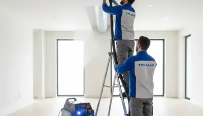Technician cleaning residential air ducts in Charlotte NC for improved HVAC efficiency and air quality