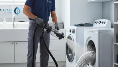 Technician performing dryer vent cleaning service in Charlotte, NC for Five Star Cooling