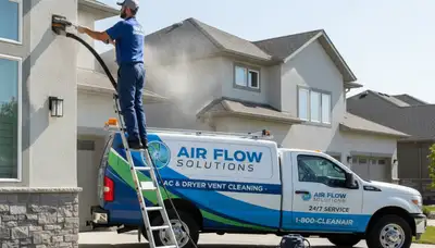 Technician performing professional dryer vent cleaning service in Charlotte NC home